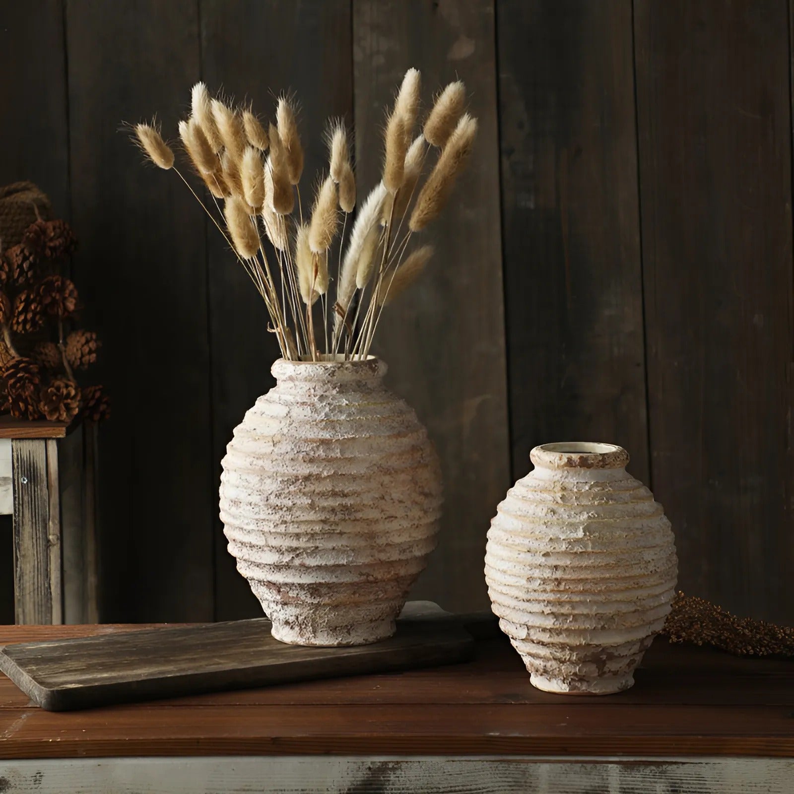 Vintage Rough Clay Pottery Vase - Handmade Rustic Decor